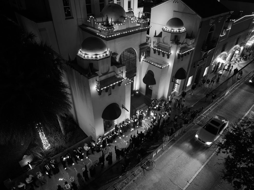 Drone shot of Treasury on the Plaza during Exit