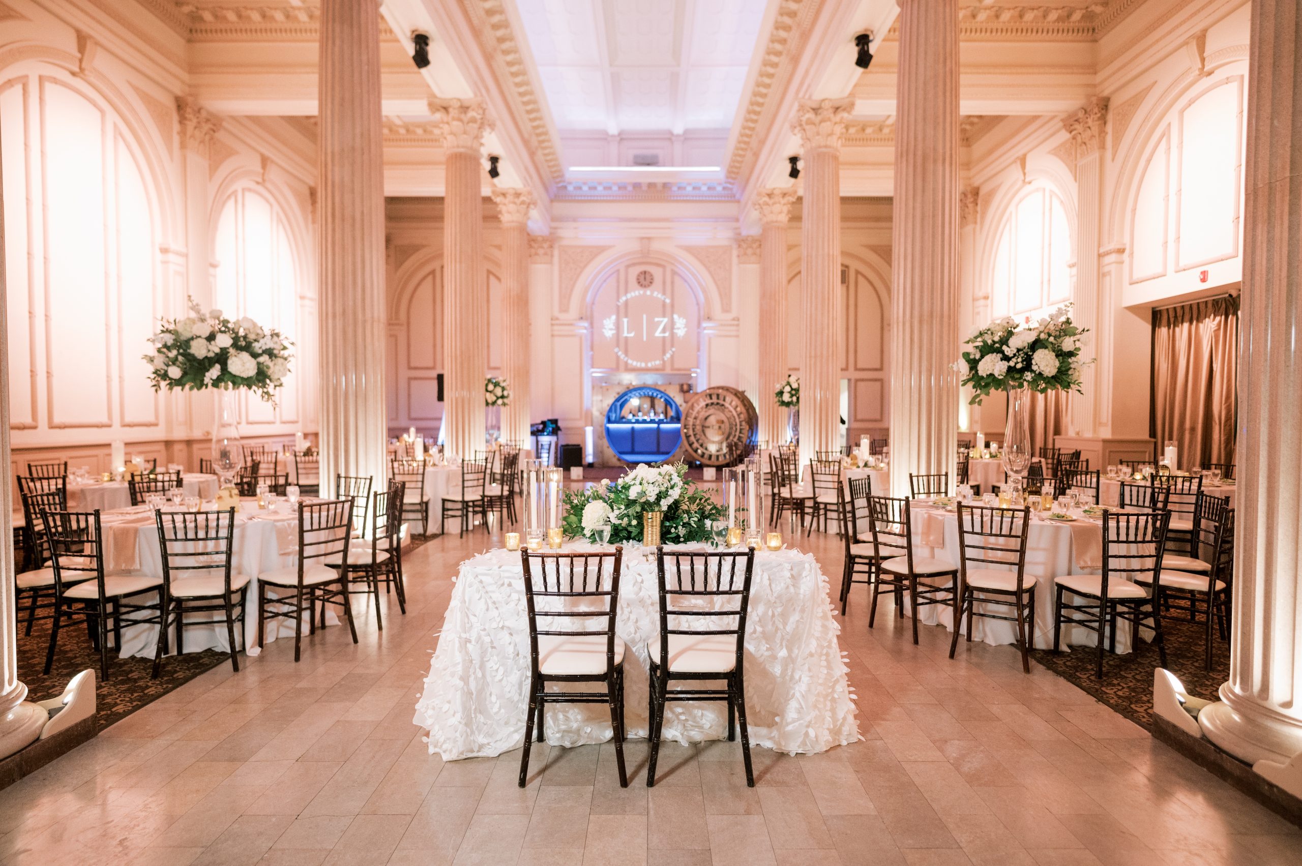 The Treasury's Grand Ballroom set for Lindsey and Zach’s reception. | Photo: Angelita Esparar
